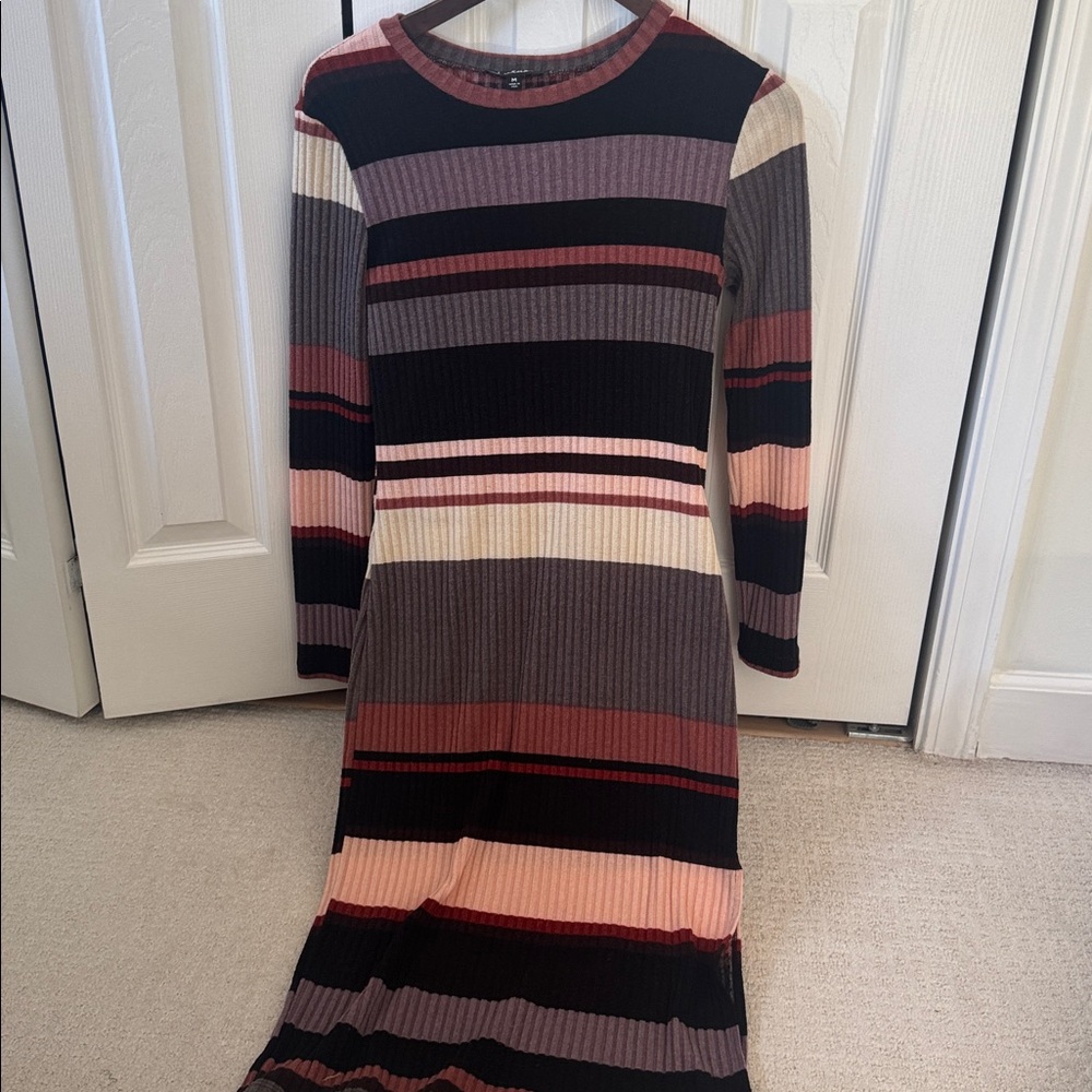Striped Long Sleeve Knit Dress